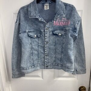 Disney Princess Girls Little Mermaid Blue Stretch Denim Jacket (XL 12/14)